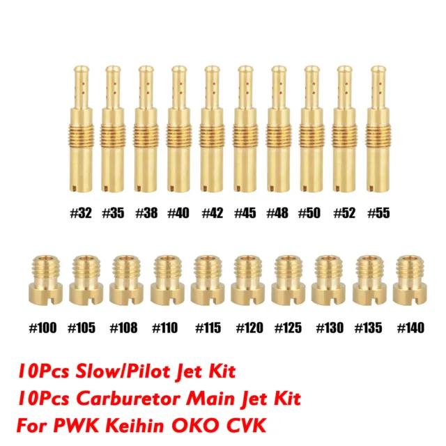 20PCS Carburetor Main Jet Kit & Slow Pilot Jet Set Kit For PWK PE CVK Motorcycle