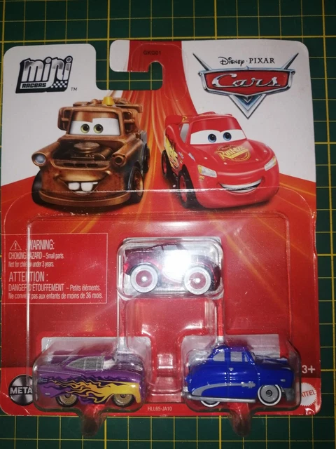 Lot de 3 mini voitures cars racer Disney Pixar Mattel en metal neuf en blister
