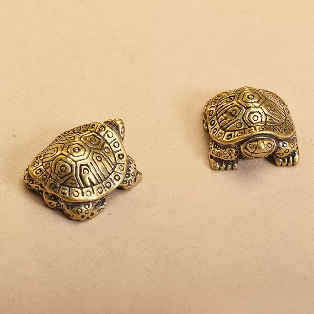 1Pc Antique Solid Brass Turtle Ornaments Longevity Animal Sculpture Home Deco SC