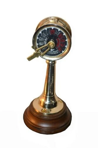 Brass Telegraph Wooden Base Home Decorative Table Collectible Gift 6 inch