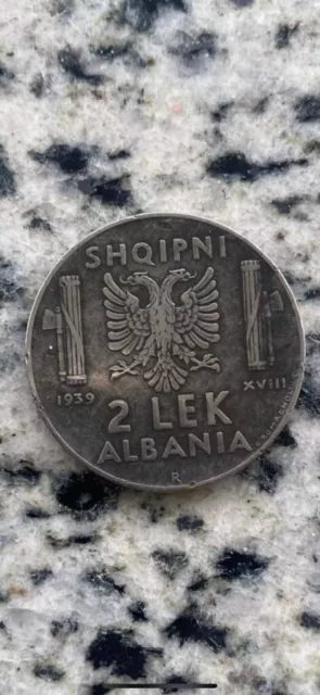 2 lek albanian old original coin of the albanian king