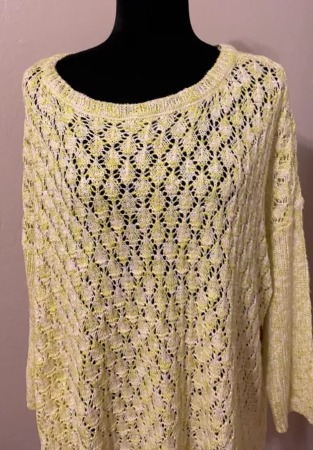 Lemon Lime Soft Open Knit Sweater 28” P2P 27” Length 3X Orig $48 2