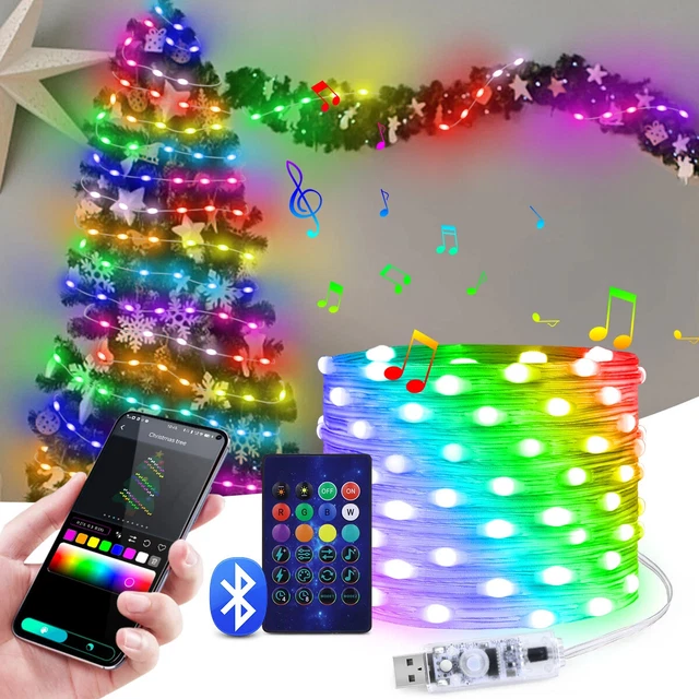 USB Twinkle LED String Fairy Lights Copper Wire Party Remote 5-20M 50/100/200LED
