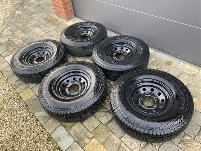 LAND ROVER DEFENDER 16” Modular Black Steel Wheels and Tyres x 5 235/85 ...