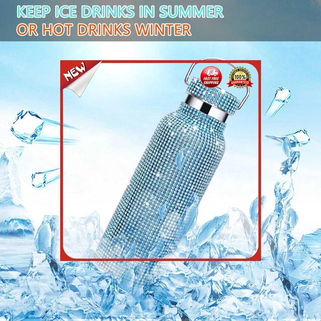 es Vacuum Flasks Insulation Cup with Chain Sparkling Diamond Drinking Bottles