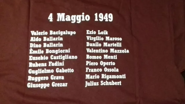 MAGLIETTA T-SHIRT Grande Torino 4 Maggio 1949 Nomi giocatori Granata Calcio Toro