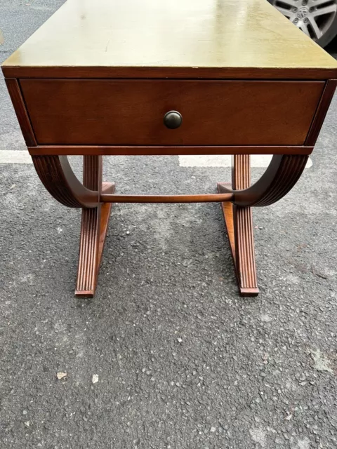 Side lamp phone table 1 drawer mahogany gold top nice style base