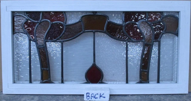 OLD ENGLISH LEADED STAINED GLASS WINDOW TRANSOM Pretty Abstract 24.75" x 12.5" 3