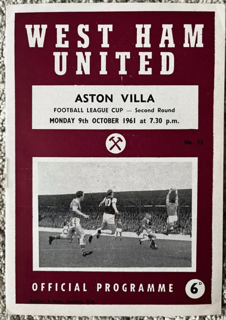 West Ham United v Aston Villa League Cup 2nd Round 9th October 1961