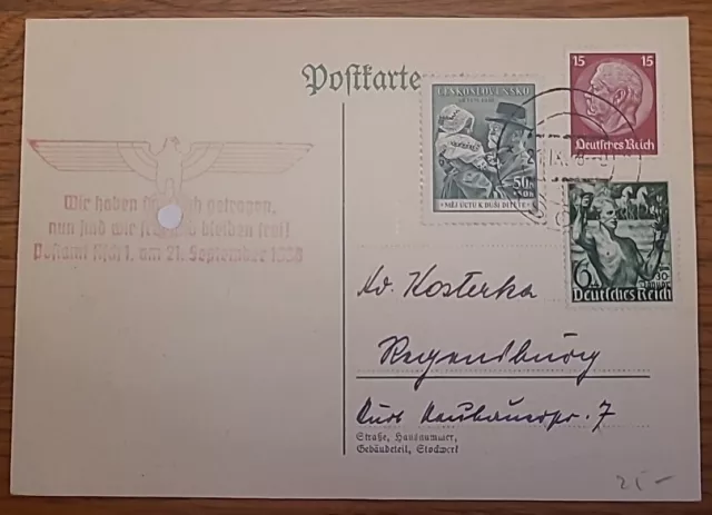 Karte As Asch 1938 Sudetenland Sonderstempel (20