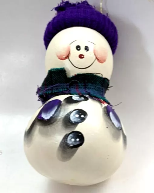 Snowman Hand Painted Gourd Hanging Decoration Christmas Ornament 5.5"