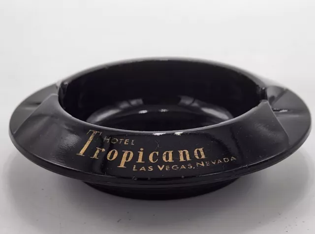 Vintage Advertising Ashtray Las Vegas Nevada Tropicana Hotel Casino Black & Gold