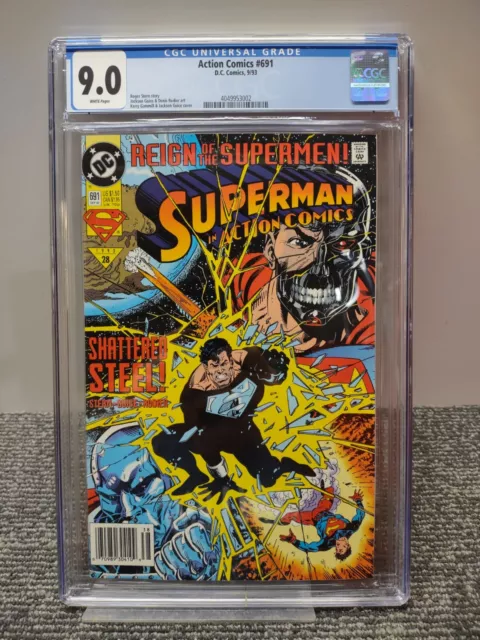 Superman In Action Comics #691 Newsstand! Cgc 9.0 1993 Reign Of The Supermen !