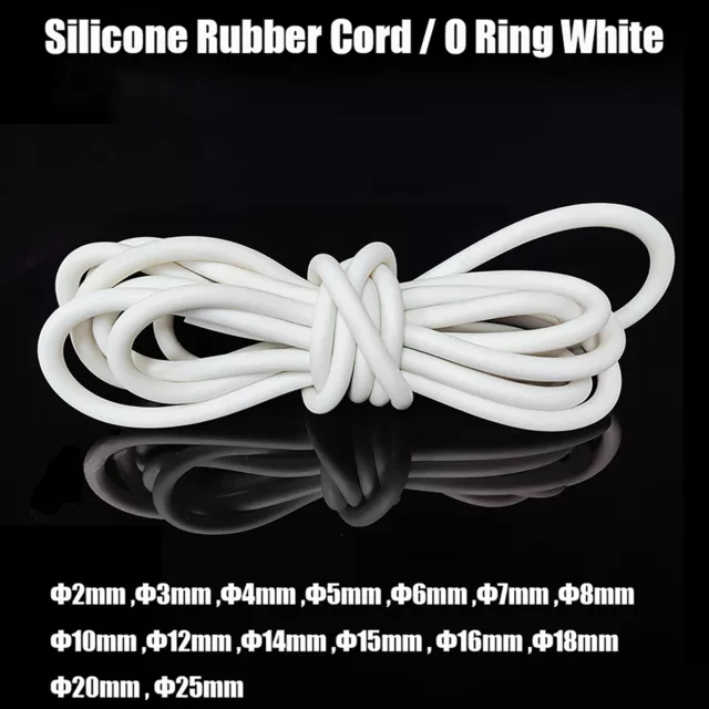 Solid Silicone Rubber Cord - White O Ring - Anti Oil Seal Gasket Dia 2mm - 25mm