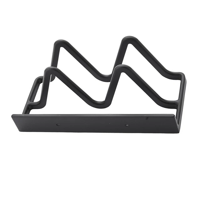 Support Mural Couvercle Casserole 3 Fentes - Porte-Couvercle Placard Noir - Organisation Cuisine Gain De Place