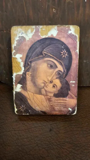 A Nice Vintage Wooden Religious Icon / Wall Plaque (1)