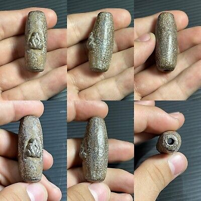 Beautiful Near Eastern Old Bronze Unique Bead With Figure