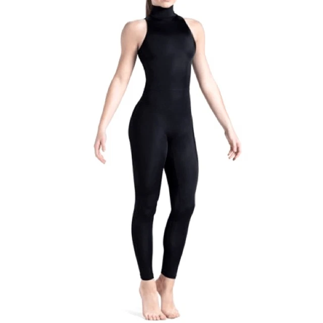 WEISSMAN Balera Dance Costume black Mock Neck Sleeveless Unitard 14497 Adult MA