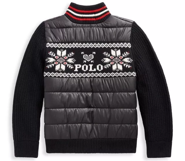 Polo Ralph Lauren Girls Sweater Jacket Hybrid Size 12 Quilted Snowflakes NWT$175 2