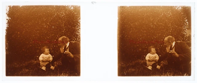FRANCE Family c1930 Photo Stereo Glass Plate Vintage P29L5n2 2