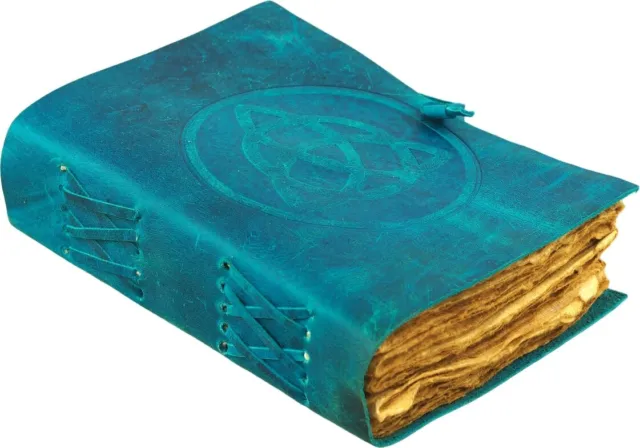Tagebuch Ledereinband Notizbuch Journal Skizzenbuch Keltischer Knoten in Blau