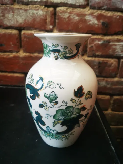 Mason's Ironstone "Chartreuse" Vase, Vintage Chinoiserie Green Floral 20Cms