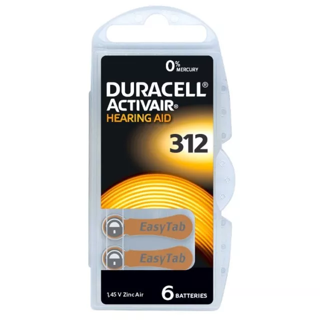 Duracell Activair Hearing Aid Batteries Size 312