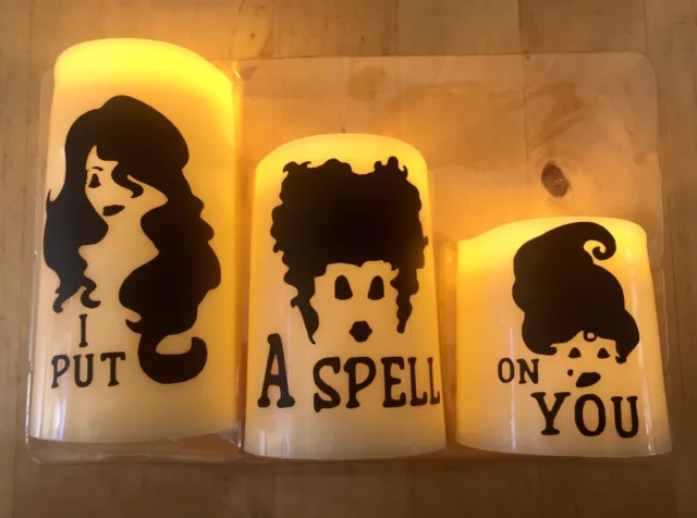Hocus Pocus LED Candle Set I Put A Spell On You Flameless Decor Gift Light Party
