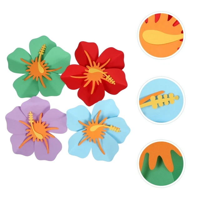 4 piezas Habitación Infantil Decorativa Flores Arte Mural Decoraciones (rojo, azul,