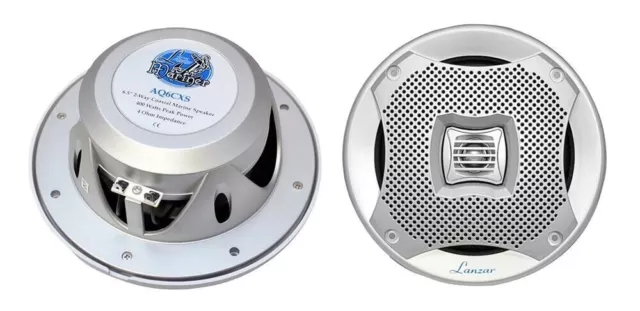 Lanzar 400 Watts 6.5'' 2-Way Marine Speakers (Silver Color) (Pair)