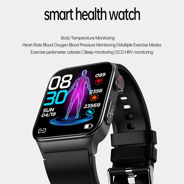 E500 BLOOD GLUCOSE Smart Watch ECG Monitoring Blood Pressure Fitness