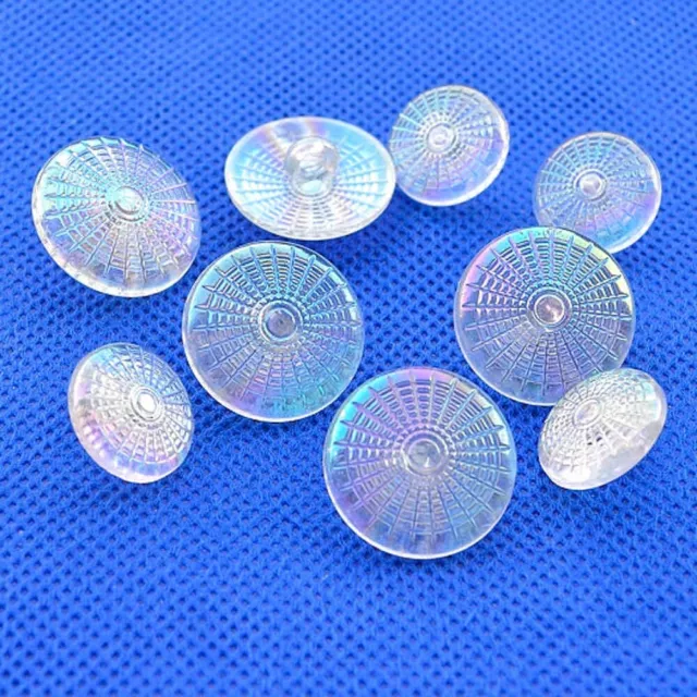 CLEAR TRANSPARENT IRIDESCENT SHANK BUTTONS 15mm 20mm