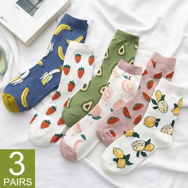 Cartoon Fruit Cotton Socks Strawberry Street Sock Women Harajuku Footwear 3pairs