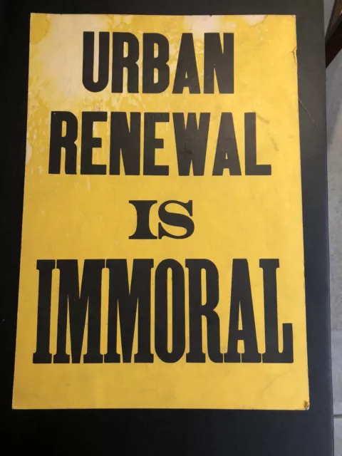 Urban Renewal Is Immoral Poster Board Early 1900’s RARE