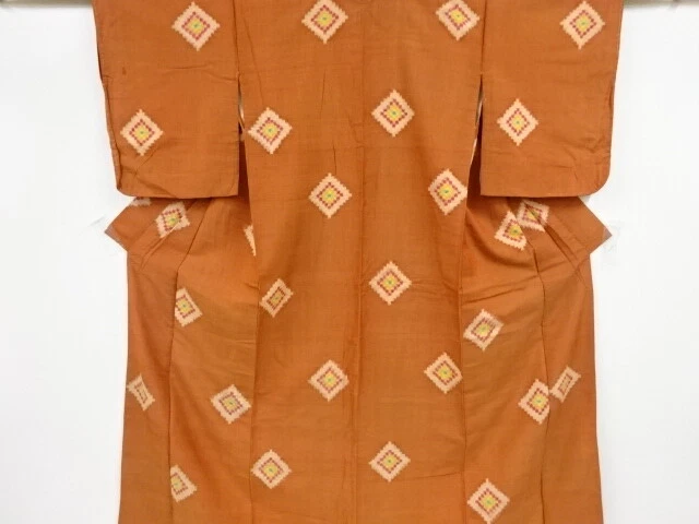 43426# Japanese Kimono / Antique Kimono / Meisen / Woven Rhombus