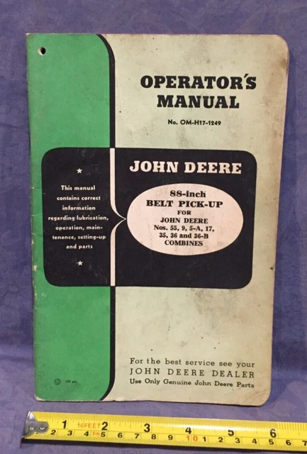 John Deere Operator's Manual OM-H17-1249 88-inch Belt Pickup