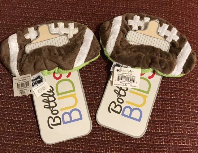 MUD PIE~INFANT FOOTBALL THEME BOTTLE BUD 6”x 4” LOT/2 (TWO) NWT