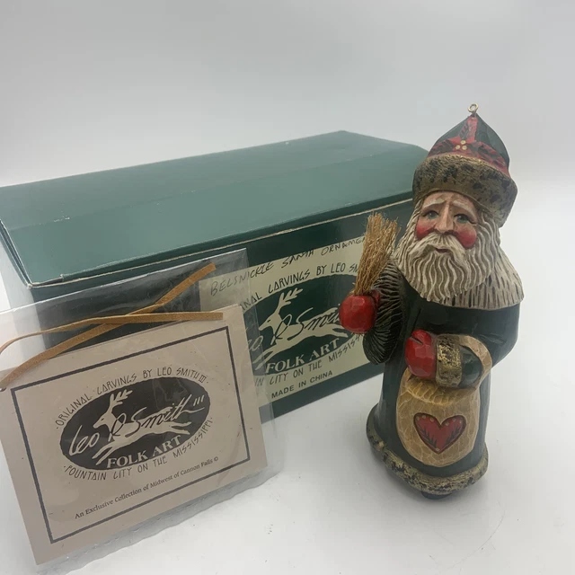 Leo Smith Folk Art Belsnickle Santa Ornament MCF Ltd Ed COA Signed Rare