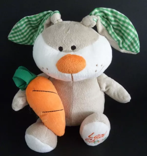 i6. DOUDOU PELUCHE FIZZY LAPIN Lapi choco gris vert blanc orange carotte 28cTTBE