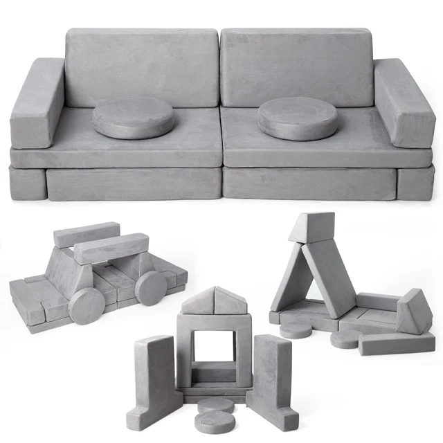 12PCS MODULAR KIDS Play Couch, Child Sectional Sofa, Fortplay Bedroom