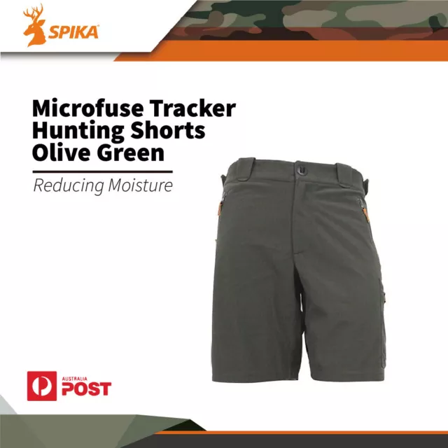 Spika Microfuse Tracker Hunting Shorts Olive Green - Reducing Moisture #p-505