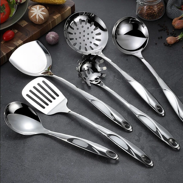 STAINLESS STEEL COOKING Tools Set Spatula Heatresistant Handle Spoon