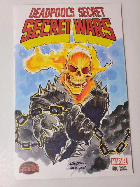 SECRET WARS #1 BLANK SKETCH COVER VARIANT Unique Greg Golem SIGNED ART see pics