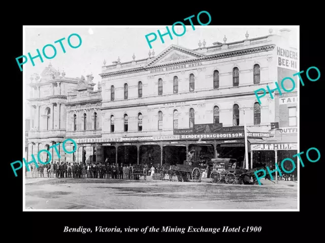 OLD LARGE HISTORIC PHOTO OF BENDIGO VICTORIA THE MINING EXCHANGE HOTEL c1900