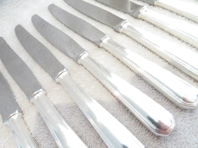 Vintage French silver-plated 12 dinner knives Christofle America 24,7cm