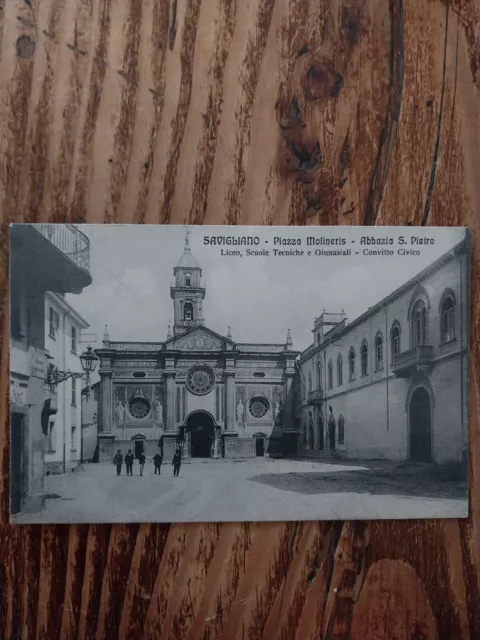 Savigliano Cuneo Piazza Molineris Abazzia S.Pietro Cartolina Viaggiata