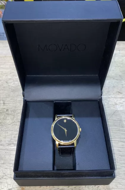 Movado Museum Black Dial & Gold Swiss Mens Watch Leather Strap MO.01.1.34.6002
