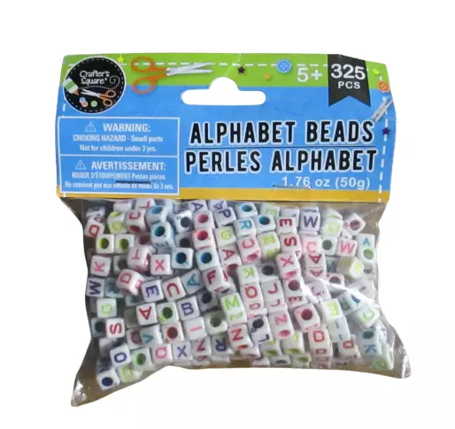 Crafter's Square Plastic Multicolored Alphabet Beads 325 Pieces