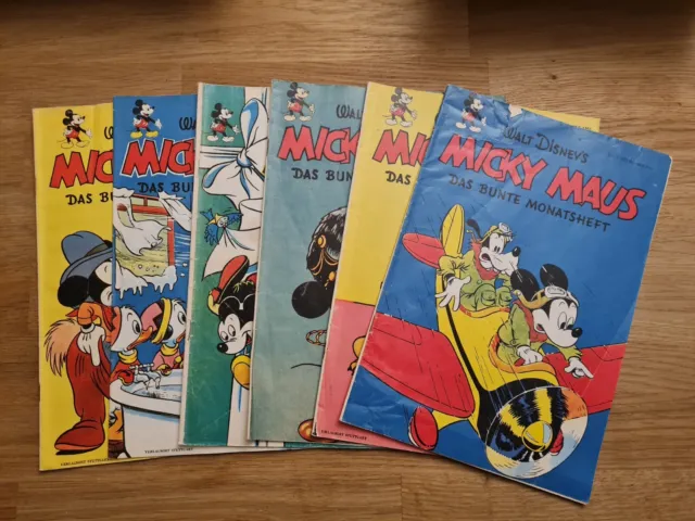 Micky Maus Nachdrucke Heft Nr. 1/1951 bis 2/1952 komplett 6 Hefte