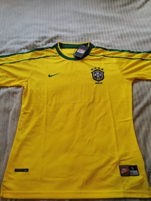 Brazil National 1998/2000 Home Football Shirt Size M New